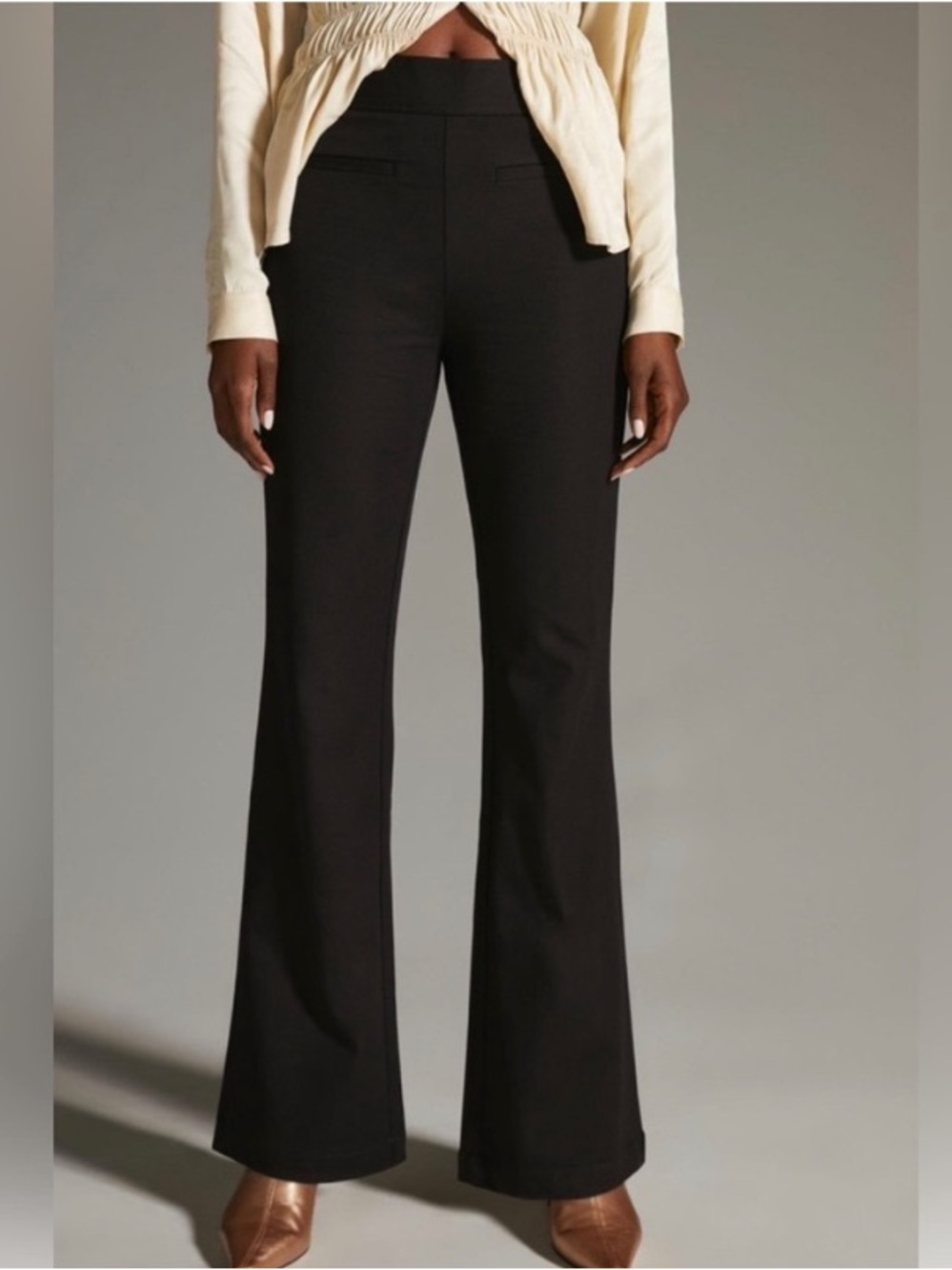 MAEVE x Anthropologie Black Ponte Pull-On Tailored Dress Pants [XS]